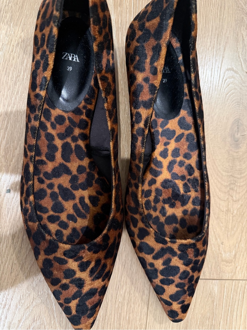 Zara Leopard-Print Pointed Flats - Brown & Black